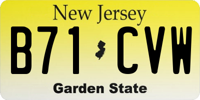 NJ license plate B71CVW