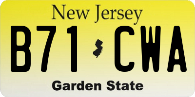 NJ license plate B71CWA