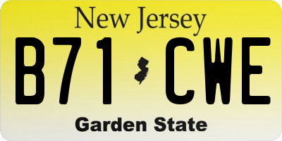 NJ license plate B71CWE