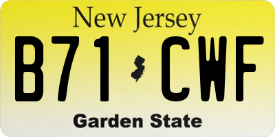 NJ license plate B71CWF
