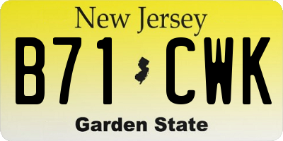 NJ license plate B71CWK
