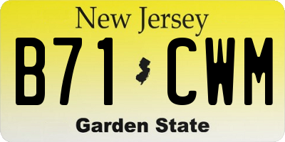 NJ license plate B71CWM