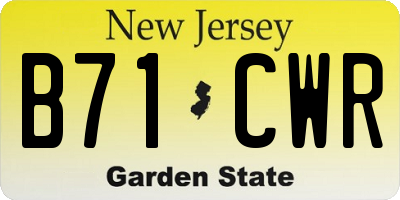 NJ license plate B71CWR