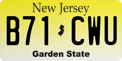 NJ license plate B71CWU