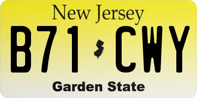 NJ license plate B71CWY