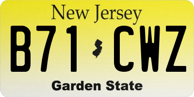 NJ license plate B71CWZ