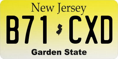 NJ license plate B71CXD