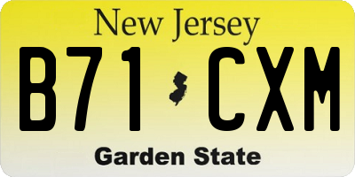 NJ license plate B71CXM