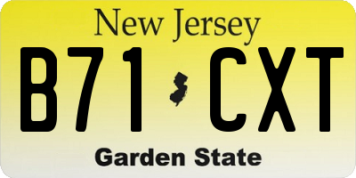 NJ license plate B71CXT