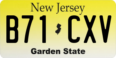 NJ license plate B71CXV