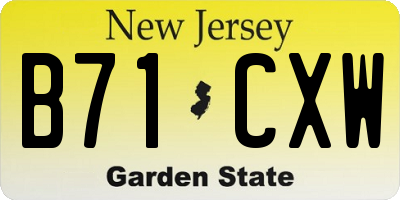 NJ license plate B71CXW