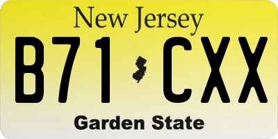 NJ license plate B71CXX
