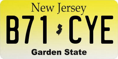 NJ license plate B71CYE