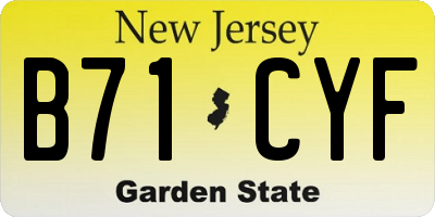 NJ license plate B71CYF