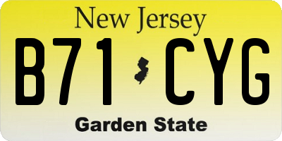 NJ license plate B71CYG