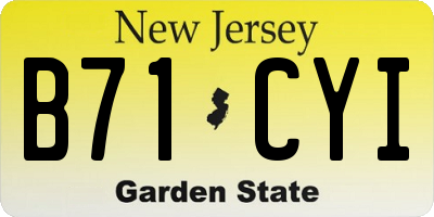 NJ license plate B71CYI