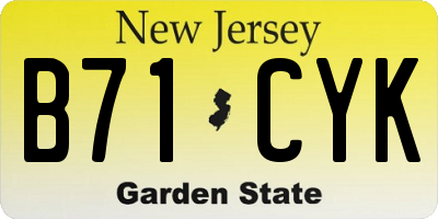 NJ license plate B71CYK