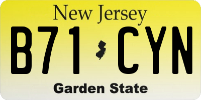 NJ license plate B71CYN