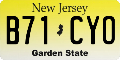 NJ license plate B71CYO