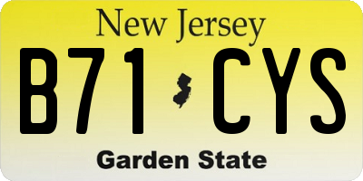 NJ license plate B71CYS