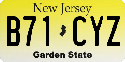NJ license plate B71CYZ