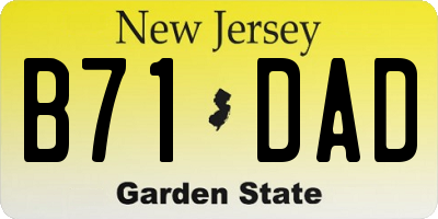 NJ license plate B71DAD