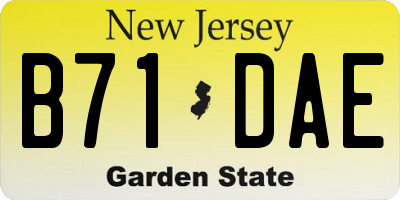 NJ license plate B71DAE