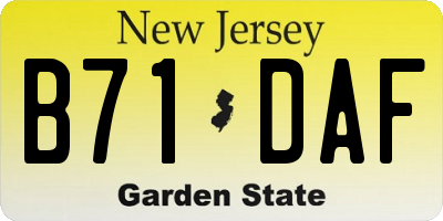 NJ license plate B71DAF