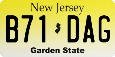 NJ license plate B71DAG