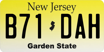 NJ license plate B71DAH