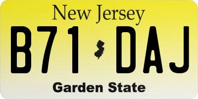 NJ license plate B71DAJ