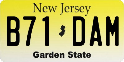 NJ license plate B71DAM