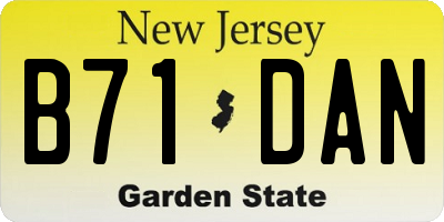 NJ license plate B71DAN