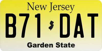 NJ license plate B71DAT