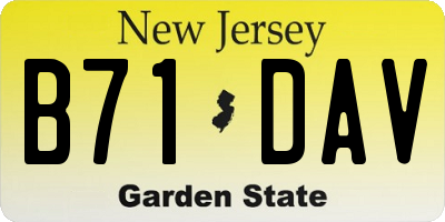 NJ license plate B71DAV