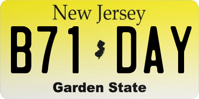 NJ license plate B71DAY