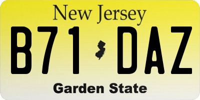 NJ license plate B71DAZ