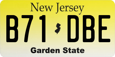NJ license plate B71DBE