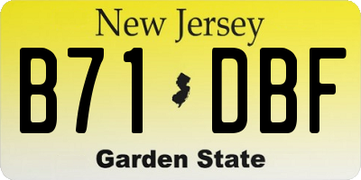NJ license plate B71DBF