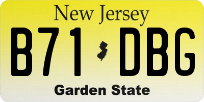 NJ license plate B71DBG