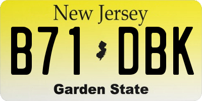 NJ license plate B71DBK