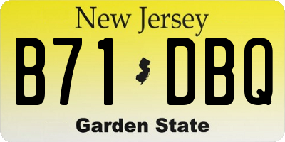 NJ license plate B71DBQ