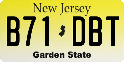 NJ license plate B71DBT