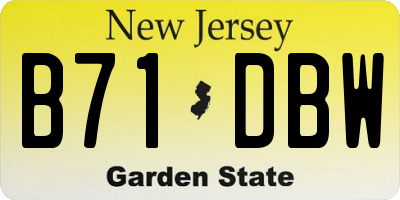 NJ license plate B71DBW