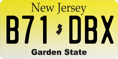 NJ license plate B71DBX