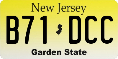 NJ license plate B71DCC