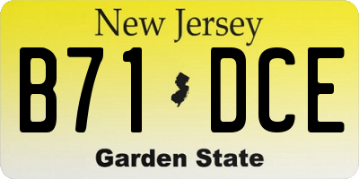 NJ license plate B71DCE