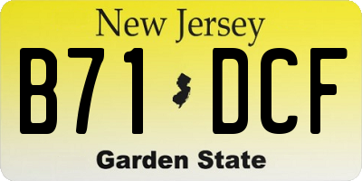 NJ license plate B71DCF