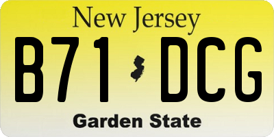 NJ license plate B71DCG