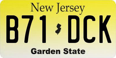 NJ license plate B71DCK